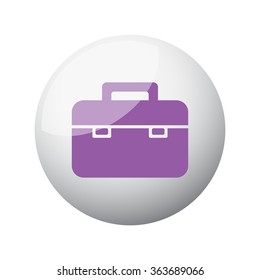 Flat purple Briefcase icon on 3d sphere