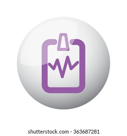 Flat purple Cardiogram Clipboard icon on 3d sphere