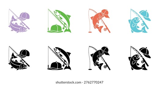 Flat of a purple cat purple frog green frog orange fox blue fish black dog and black cat flat purple cat