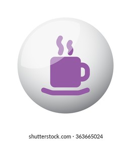 Flat purple Coffee icon on 3d sphere
