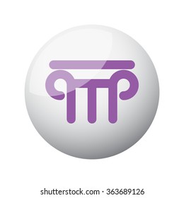 Flat purple Column icon on 3d sphere