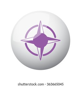 Flat purple Compass Rose icon on 3d sphere