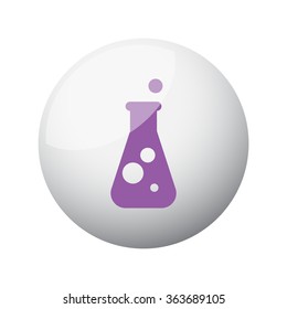 Flat purple Conical Flask icon on 3d sphere