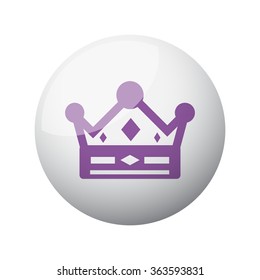 Flat purple Crown icon on 3d sphere