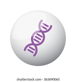 Flat purple Dna icon on 3d sphere