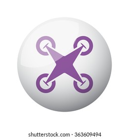 Flat purple Drone Quadcopter icon on 3d sphere