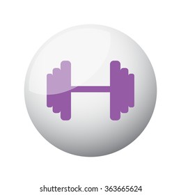 Flat purple Dumbbell icon on 3d sphere