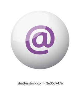 Flat purple E-Mail icon on 3d sphere