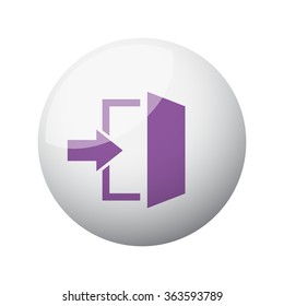 Flat purple Enter icon on 3d sphere