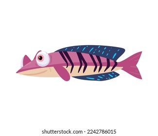 flat purple fish over white