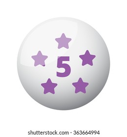 Flat purple Five Star icon on 3d sphere