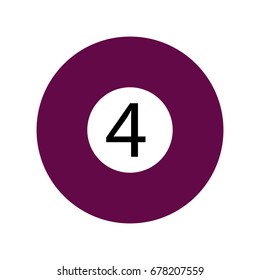 Flat Purple Four Pool - Billiard Ball Icon Vector Isolated
