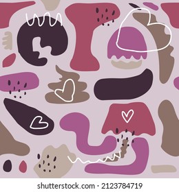 Flat purple hand drawn abstract pattern design
