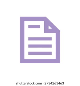 A flat, purple icon depicting a document with lines, symbolizing files and important information.