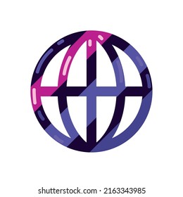 icono de Internet púrpura sobre blanco