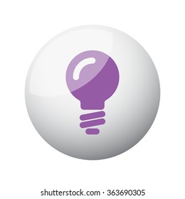 Flat purple Light Bulb icon on 3d sphere