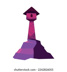 flat purple lighthouse over white