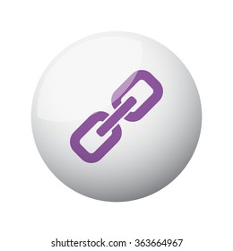 Flat purple Links icon on 3d sphere