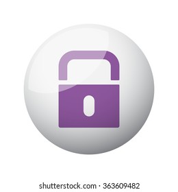 Flat purple Lock icon on 3d sphere