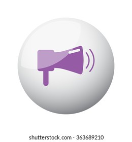Flat purple Megaphone icon on 3d sphere