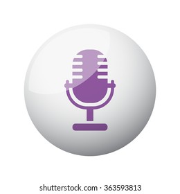 Flat purple Microphone icon on 3d sphere