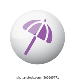 Flat purple Parasol icon on 3d sphere