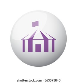 Flat purple Party Tent icon on 3d sphere