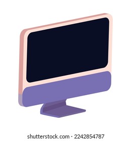 flat purple pc monitor over white