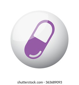 Flat purple Pill icon on 3d sphere