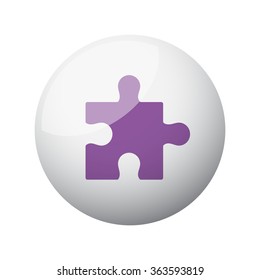 Flat purple Puzzle icon on 3d sphere