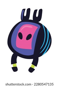 flat purple robot over white