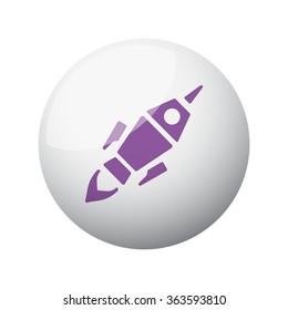Flat purple Rocket Launch icon on 3d sphere