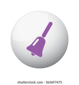 Flat purple School Bell icon on 3d sphere