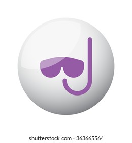Flat purple Scuba Diving icon on 3d sphere