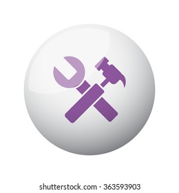 Flat purple Service icon on 3d sphere