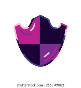flat purple shield design over white