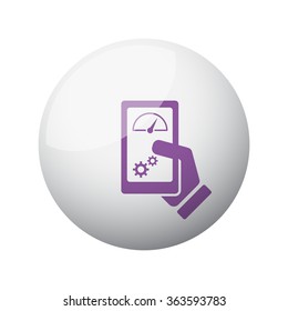 Flat purple Smartphone Test icon on 3d sphere