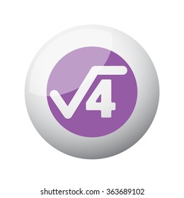 Flat purple Square Root icon on 3d sphere