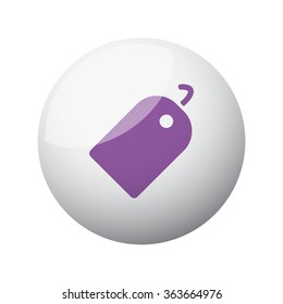 Flat purple Tag icon on 3d sphere