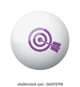 Flat purple Target icon on 3d sphere
