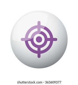 Flat purple Target icon on 3d sphere