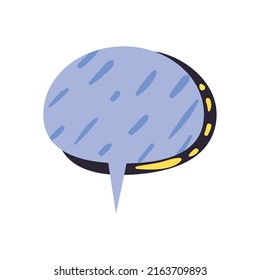 flat purple text balloon over white