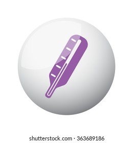 Flat purple Thermometer icon on 3d sphere
