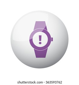 Flat purple Time Alert icon on 3d sphere
