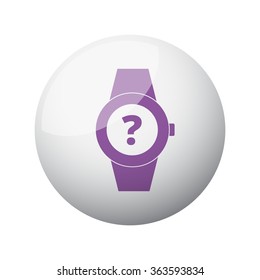 Flat purple Time Question icon on 3d sphere