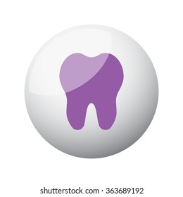 Flat purple Tooth icon on 3d sphere