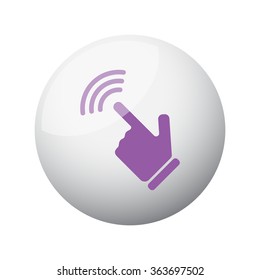 Flat purple Touch Screen icon on 3d sphere