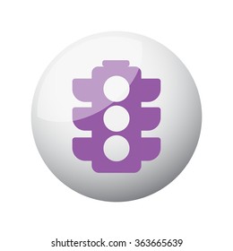 Flat purple Traffic Light icon on 3d sphere