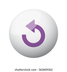 Flat purple Undo icon on 3d sphere