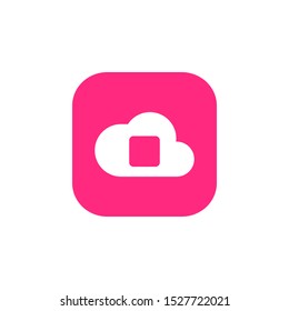 Flat Purple Upload Cloud Button Icon Logo